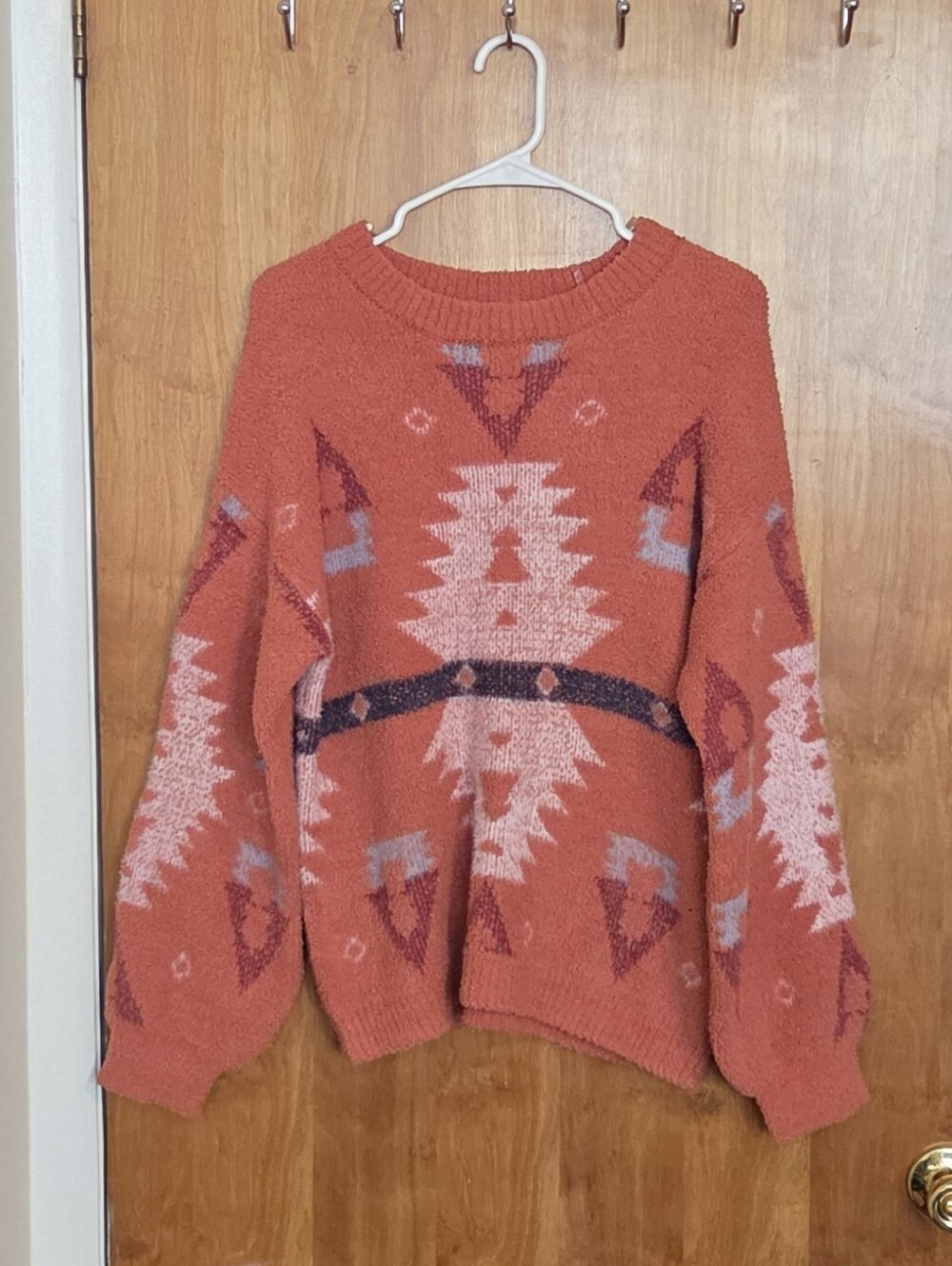 Francesca's Cozy Rust Aztec Pattern Sweater